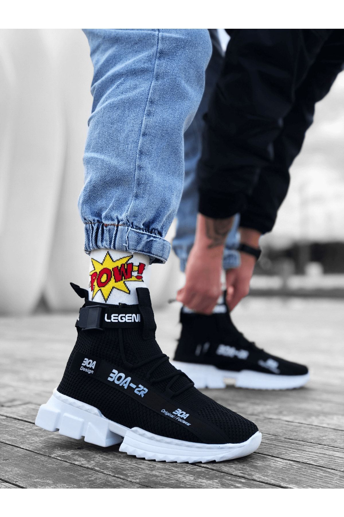 Zr-x700 Tarz Siyah Renk Spor Ayakkabı Triko Sneaker Rahat Taban Siyah - 42