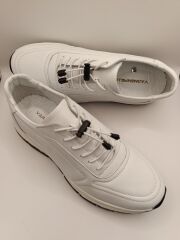 Hakiki Deri Lastikli Bağcıklı Çok Rahat ve Şık Eva Taban Günlük Sneaker Spor Ayakkabı Beyaz - 42
