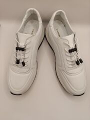 Hakiki Deri Lastikli Bağcıklı Çok Rahat ve Şık Eva Taban Günlük Sneaker Spor Ayakkabı Beyaz - 42