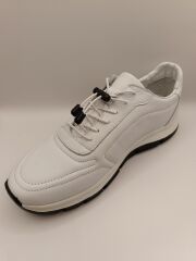 Hakiki Deri Lastikli Bağcıklı Çok Rahat ve Şık Eva Taban Günlük Sneaker Spor Ayakkabı Beyaz - 42