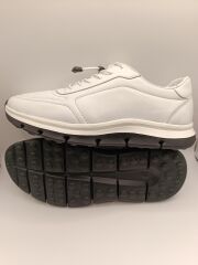 Hakiki Deri Lastikli Bağcıklı Çok Rahat ve Şık Eva Taban Günlük Sneaker Spor Ayakkabı Beyaz - 43