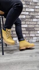 Rahat Kaymaz Kauçuk Taban Soğuğa ve Suya Dayanıklı Nubuk Bot Cat Modeli Sarı - 44