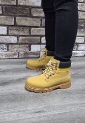 Rahat Kaymaz Kauçuk Taban Soğuğa ve Suya Dayanıklı Nubuk Bot Cat Modeli Sarı - 44