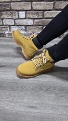 Rahat Kaymaz Kauçuk Taban Soğuğa ve Suya Dayanıklı Nubuk Bot Cat Modeli Sarı - 44