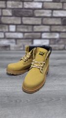 Rahat Kaymaz Kauçuk Taban Soğuğa ve Suya Dayanıklı Nubuk Bot Cat Modeli Sarı - 43