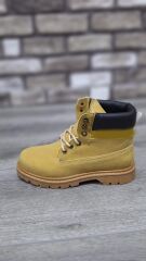 Rahat Kaymaz Kauçuk Taban Soğuğa ve Suya Dayanıklı Nubuk Bot Cat Modeli Sarı - 43