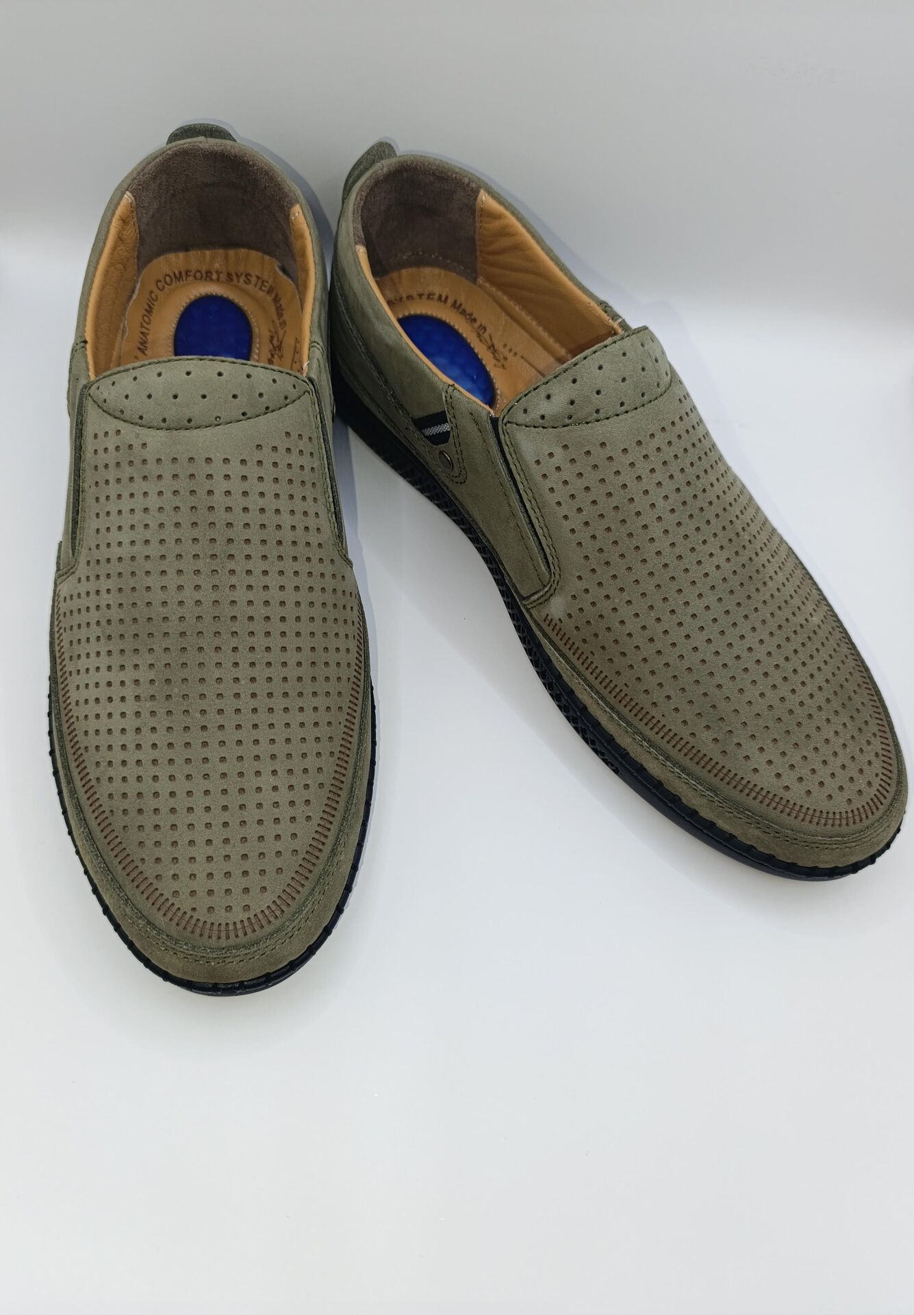 %100 İçi Dışı Hakiki Deri Ortopedik Erkek Yazlık Rahat Günlük Hafif Çarık Ayakkabı Haki - 44