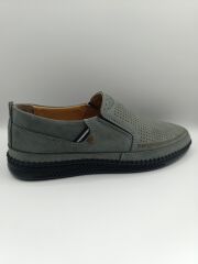 %100 İçi Dışı Hakiki Deri Ortopedik Erkek Yazlık Rahat Günlük Hafif Çarık Ayakkabı Gri - 43