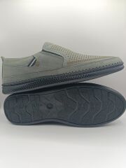 %100 İçi Dışı Hakiki Deri Ortopedik Erkek Yazlık Rahat Günlük Hafif Çarık Ayakkabı Gri - 43