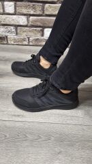 Günlük Rahat Ortopedik Taban Erkek  Bağcıklı Su Geçirmez Spor Ayakkabı Sneaker Siyah - 40
