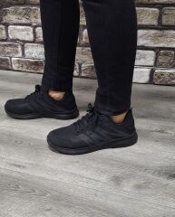 Günlük Rahat Ortopedik Taban Erkek  Bağcıklı Su Geçirmez Spor Ayakkabı Sneaker Siyah - 41