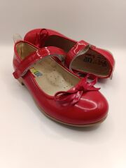 Kız Çocuk Rugan Kaydırmaz Taban Bıyık Babet Kırmızı - 30