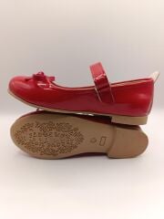 Kız Çocuk Rugan Kaydırmaz Taban Bıyık Babet Kırmızı - 30