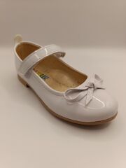 Kız Çocuk Rugan Kaydırmaz Taban Bıyık Babet Beyaz - 27