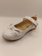 Kız Çocuk Rugan Kaydırmaz Taban Bıyık Babet Beyaz - 27