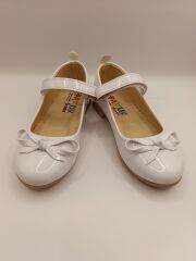 Kız Çocuk Rugan Kaydırmaz Taban Bıyık Babet Beyaz - 27