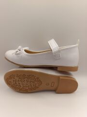 Kız Çocuk Rugan Kaydırmaz Taban Bıyık Babet Beyaz - 27