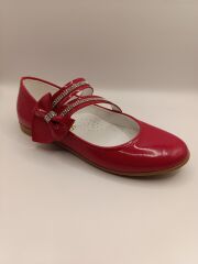 Kız Çocuk Rugan Kaydırmaz Taban Babet Kırmızı - 36