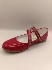 Kız Çocuk Rugan Kaydırmaz Taban Babet Kırmızı - 36