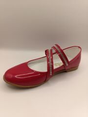 Kız Çocuk Rugan Kaydırmaz Taban Babet Kırmızı - 36