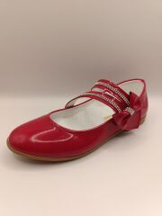 Kız Çocuk Rugan Kaydırmaz Taban Babet Kırmızı - 36