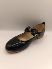 Kız Çocuk Rugan Kaydırmaz Taban Babet Siyah - 35