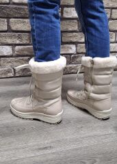 İçi Kürklü Kaydırmaz Kauçuk Taban Su Geçirmez Kar Botu Bej - 38