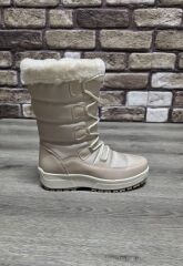 İçi Kürklü Kaydırmaz Kauçuk Taban Su Geçirmez Kar Botu Bej - 38