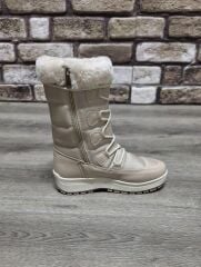 İçi Kürklü Kaydırmaz Kauçuk Taban Su Geçirmez Kar Botu Bej - 38