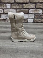 İçi Kürklü Kaydırmaz Kauçuk Taban Su Geçirmez Kar Botu Bej - 38