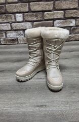 İçi Kürklü Kaydırmaz Kauçuk Taban Su Geçirmez Kar Botu Bej - 38