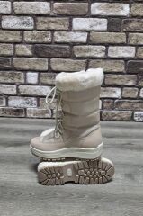 İçi Kürklü Kaydırmaz Kauçuk Taban Su Geçirmez Kar Botu Bej - 38