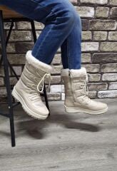 İçi Kürklü Kaydırmaz Kauçuk Taban Su Geçirmez Kar Botu Bej - 38