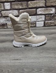 İçi Kürklü Kaydırmaz Kauçuk Taban Su Geçirmez Kar Botu Bej - 39