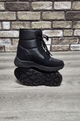 İçi Kürklü Kaydırmaz Kauçuk Taban Suya ve Soğuğa Dayanıklı Bağcıklı Bot Siyah - 39