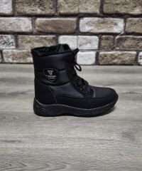 İçi Kürklü Kaydırmaz Kauçuk Taban Suya ve Soğuğa Dayanıklı Bağcıklı Bot Siyah - 39