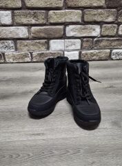 İçi Kürklü Kaydırmaz Kauçuk Taban Suya ve Soğuğa Dayanıklı Bağcıklı Bot Siyah - 39