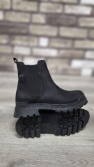 Yandan Lastikli Kalın Taban Günlük Kısa Süet Bot Siyah - 37