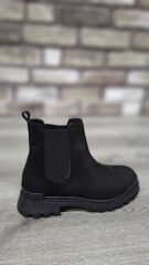 Yandan Lastikli Kalın Taban Günlük Kısa Süet Bot Siyah - 37