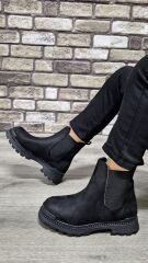 Yandan Lastikli Kalın Taban Günlük Kısa Süet Bot Siyah - 37