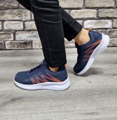 Günlük Rahat Ortopedik Taban Bağcıklı Su Geçirmez Spor Ayakkabı Sneaker Lacivert - 38