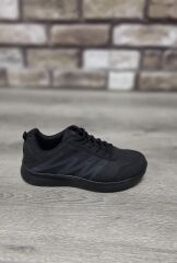 Günlük Rahat Ortopedik Taban Bağcıklı Su Geçirmez Spor Ayakkabı Sneaker Siyah - 36