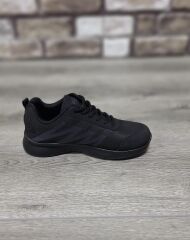 Günlük Rahat Ortopedik Taban Bağcıklı Su Geçirmez Spor Ayakkabı Sneaker Siyah - 36