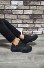 Günlük Rahat Ortopedik Taban Bağcıklı Su Geçirmez Spor Ayakkabı Sneaker Siyah - 36