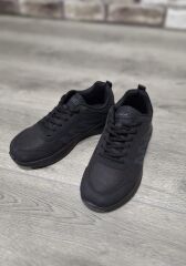 Günlük Rahat Ortopedik Taban Bağcıklı Su Geçirmez Spor Ayakkabı Sneaker Siyah - 39
