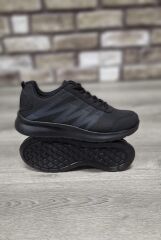 Günlük Rahat Ortopedik Taban Bağcıklı Su Geçirmez Spor Ayakkabı Sneaker Siyah - 40