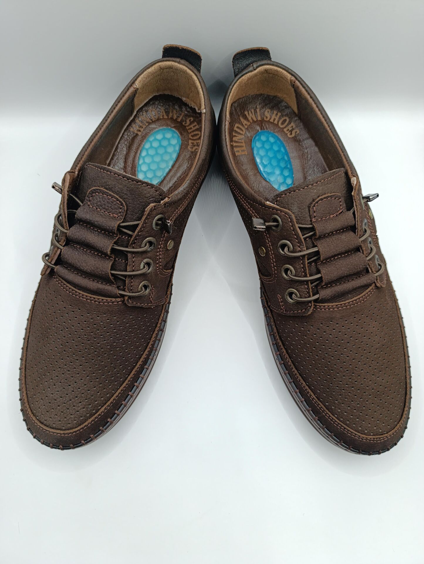 İçi Dışı Hakiki Deri Jelli Taban  Lastikli Bağcıklı Erkek Yazlık Rahat Günlük Hafif Çarık Ayakkabı Kahverengi - 43