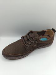 İçi Dışı Hakiki Deri Jelli Taban  Lastikli Bağcıklı Erkek Yazlık Rahat Günlük Hafif Çarık Ayakkabı Kahverengi - 43