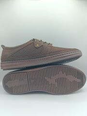 İçi Dışı Hakiki Deri Jelli Taban  Lastikli Bağcıklı Erkek Yazlık Rahat Günlük Hafif Çarık Ayakkabı Kahverengi - 43