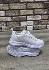 Rahat Konforlu Bağcıklı Günlük Spor Ayakkabı Sneaker Beyaz - 36
